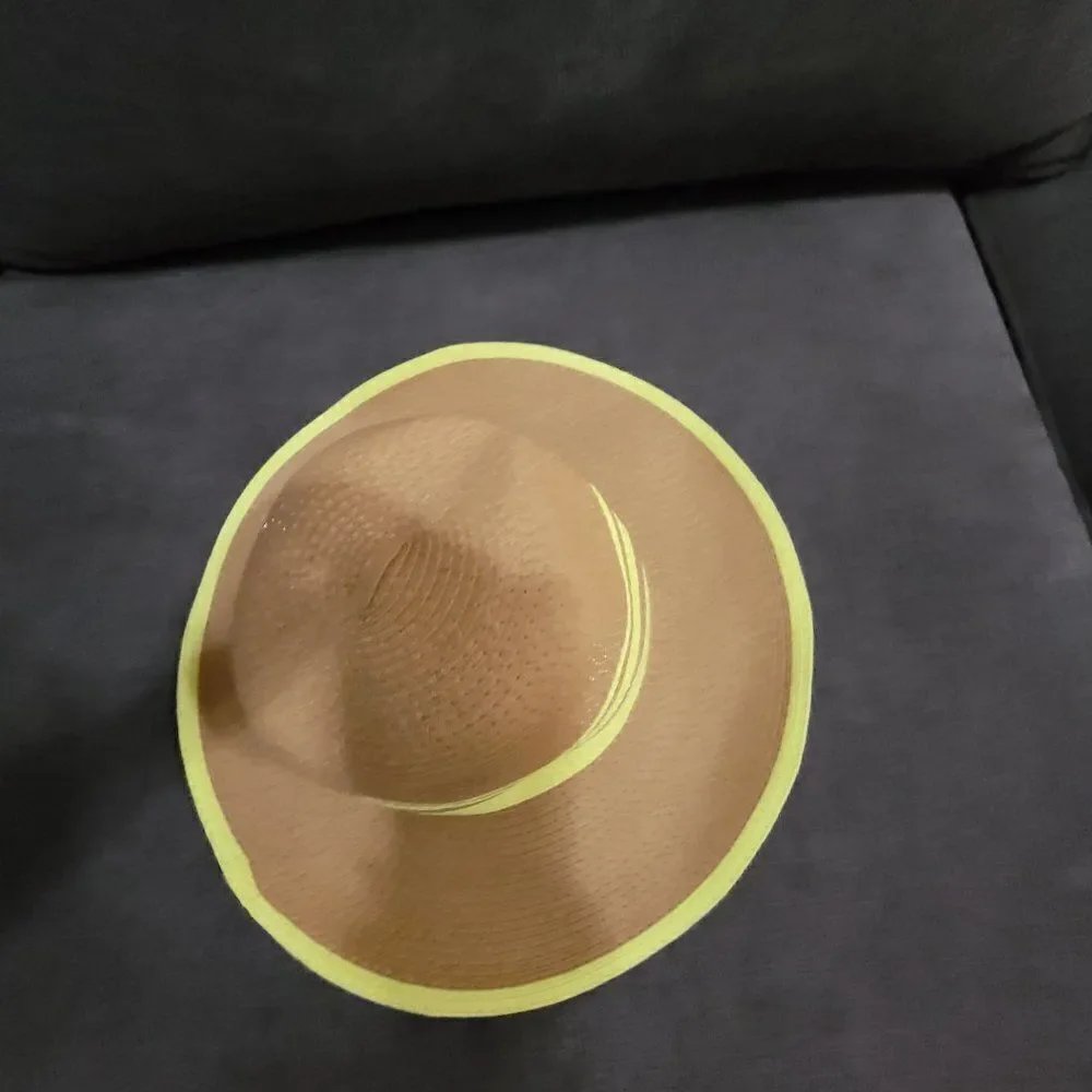 David and Young Women's Tan & Yellow Sun Protection Beach Hat Size OS - Picture 4 of 10
